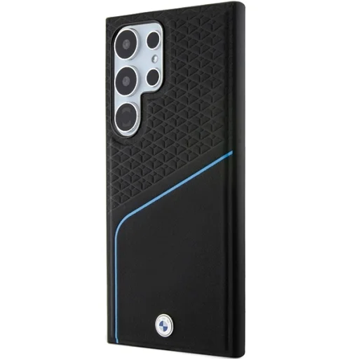 Original BMW keménytok Signature Leather Textured & Line MagSafe BMHMS24L23RDCLK Samsung Galaxy S24 Ultra tok Fekete - 2