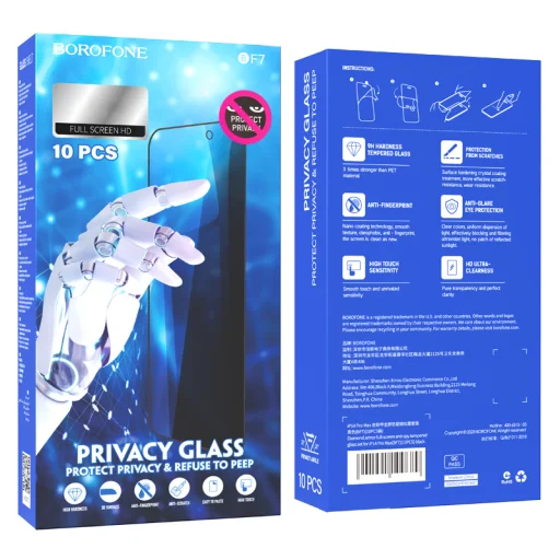 Borofone Tempered glass BF7 Diamond Armor Full Screen Anti-spy for Iphone X/XS/11 Pro - 10 pieces - 8