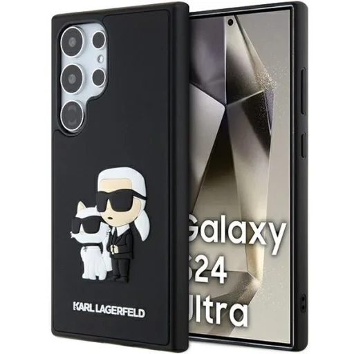 Original Pouch KARL LAGERFELD keménytok 3D Rubber Karl&Choupette KLHCS24L3DRKCNK Samsung Galaxy S24 Ultra fekete tok - 1
