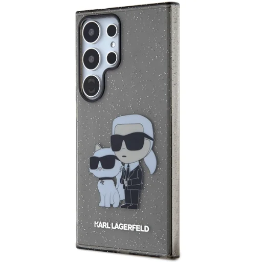 Original Pouch KARL LAGERFELD kemény tok Glitter Karl&Choupette KLHCS24LHNKCTGK Samsung Galaxy S24 Ultra fekete tok - 2