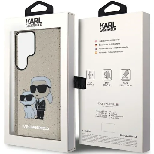 Original Pouch KARL LAGERFELD kemény tok Glitter Karl&Choupette KLHCS24LHNKCTGK Samsung Galaxy S24 Ultra fekete tok - 8