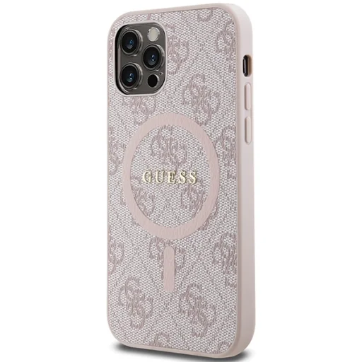 Original Case GUESS hardcase 4G Collection Leather Metal Logo MagSafe GUHMP12MG4GFRP for Iphone 12/12 Pro pink tok - 2
