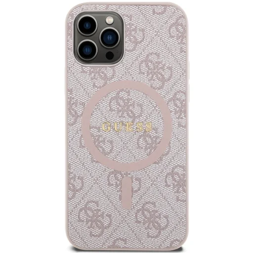 Original Case GUESS hardcase 4G Collection Leather Metal Logo MagSafe GUHMP12MG4GFRP for Iphone 12/12 Pro pink tok - 3