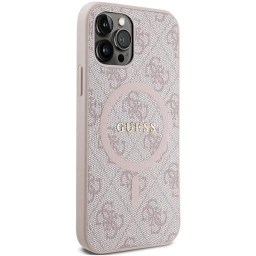 Original Case GUESS hardcase 4G Collection Leather Metal Logo MagSafe GUHMP12MG4GFRP for Iphone 12/12 Pro pink tok - 4