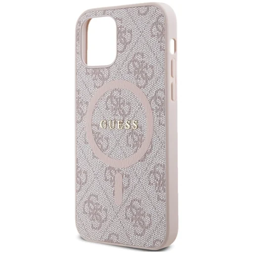 Original Case GUESS hardcase 4G Collection Leather Metal Logo MagSafe GUHMP12MG4GFRP for Iphone 12/12 Pro pink tok - 6
