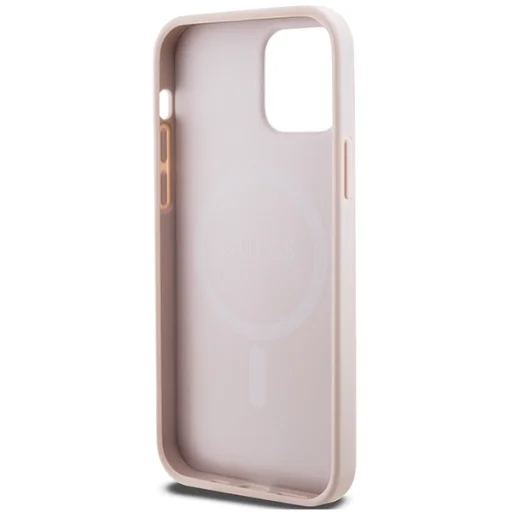 Original Case GUESS hardcase 4G Collection Leather Metal Logo MagSafe GUHMP12MG4GFRP for Iphone 12/12 Pro pink tok - 7