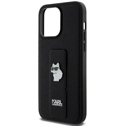 Original Pouch KARL LAGERFELD hardcase Gripstand Saffiano Choupette Pins KLHCP13XGSACHPK for iPhone 13 Pro Max Black tok - 6