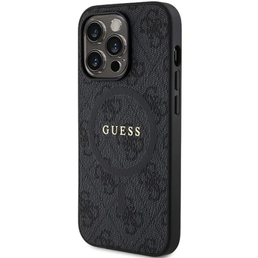 Original Case GUESS hardcase 4G Collection Leather Metal Logo MagSafe GUHMP15LG4GFRK for iPhone 15 Pro fekete tok - 2