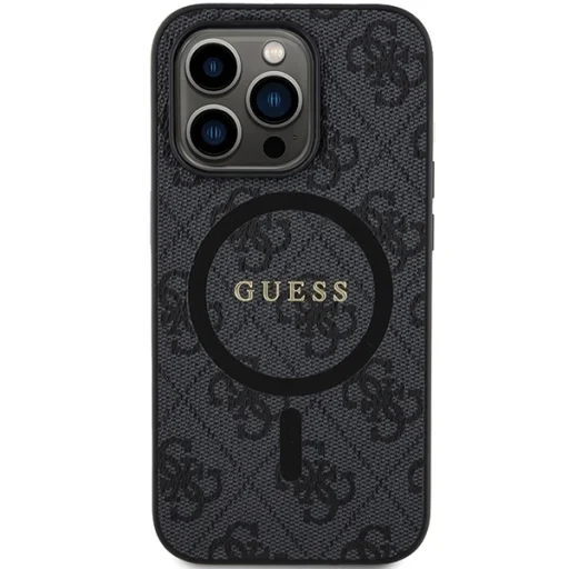 Original Case GUESS hardcase 4G Collection Leather Metal Logo MagSafe GUHMP15LG4GFRK for iPhone 15 Pro fekete tok - 3