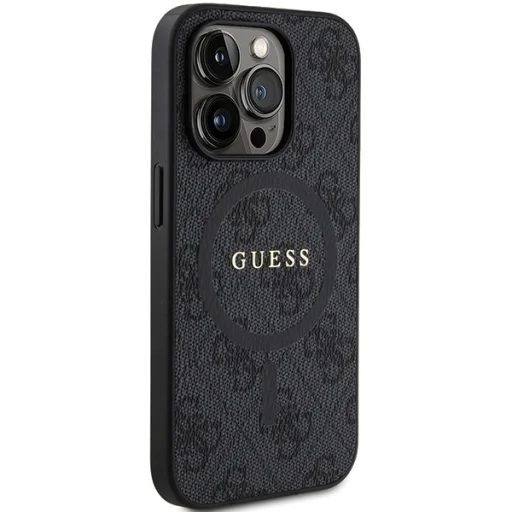 Original Case GUESS hardcase 4G Collection Leather Metal Logo MagSafe GUHMP15LG4GFRK for iPhone 15 Pro fekete tok - 4