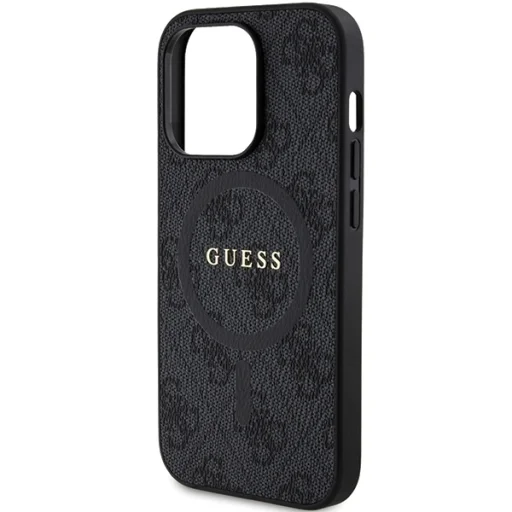 Original Case GUESS hardcase 4G Collection Leather Metal Logo MagSafe GUHMP15LG4GFRK for iPhone 15 Pro fekete tok - 6