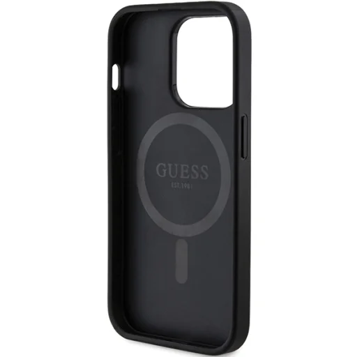 Original Case GUESS hardcase 4G Collection Leather Metal Logo MagSafe GUHMP15LG4GFRK for iPhone 15 Pro fekete tok - 7