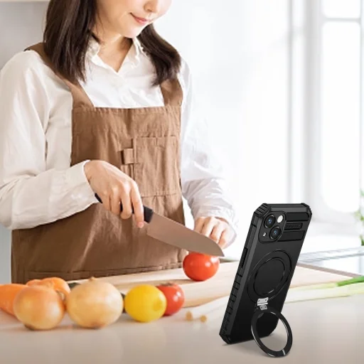 Tel Protect Armor Magsafe Fém Gyűrűs Tok iPhone 13 fekete - 10