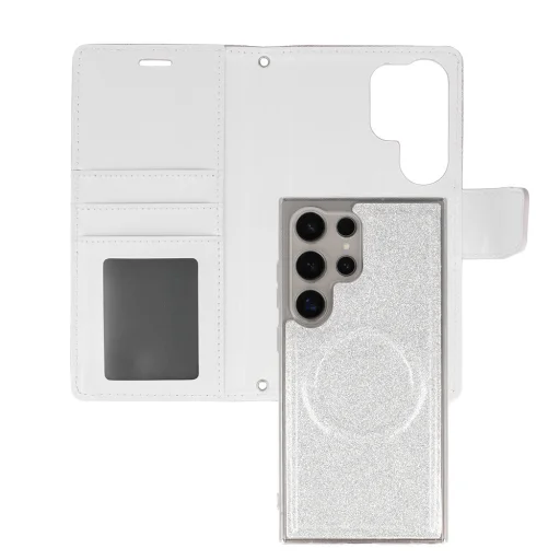 Liavec Glitter Magsafe fliptok Samsung Galaxy S24 ezüst tok - 3