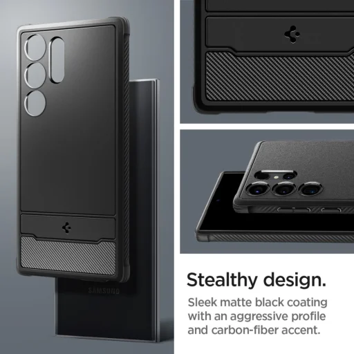 SPIGEN Rugged Armor tok Samsung Galaxy S24 Ultra - Matt Fekete - 11