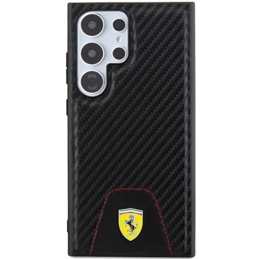 Original FERRARI keménytok Carbon Stitched Bottom FEHCS24LN3PUK Samsung Galaxy S24 Ultra Black tok - 3