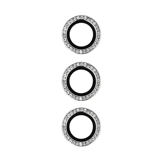 Kemény gyémánt edzett üveg kamerára (LENCSE) Samsung Galaxy S24 Plus ezüst (3 darab lencse) üvegfólia - 1