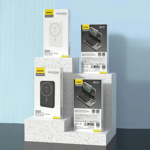 Dudao K14S USB-A / USB-C / MagSafe vezeték nélküli powerbank 20W 5000mAh - fehér - 6