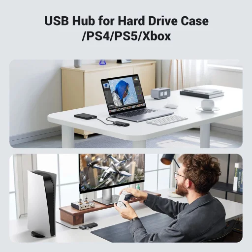 Ugreen CM653 HUB, 4 USB-A porttal és USB-A tápkábellel - fekete - 9