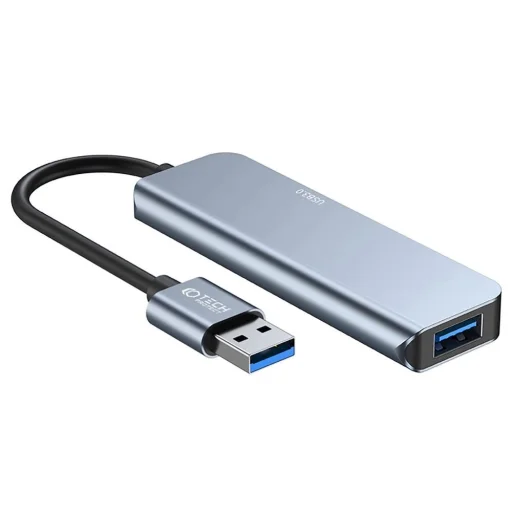 HUB Tech-Protect V0 5in1 USB-A - USB-A 3.0 / 3x USB-A 2.0 / USB-C - szürke - 2