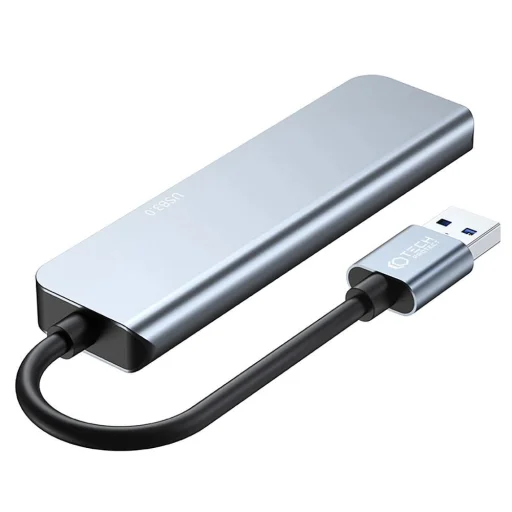 HUB Tech-Protect V0 5in1 USB-A - USB-A 3.0 / 3x USB-A 2.0 / USB-C - szürke - 4