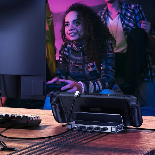 Choetech M50 HUB Steam Deck-hez USB-C - USB-C PD/USB-A/HDMI/RJ45 - Szürke - 7