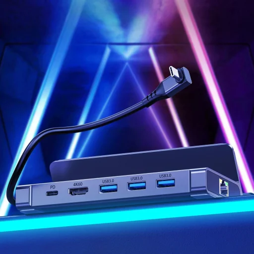 Choetech M50 HUB Steam Deck-hez USB-C - USB-C PD/USB-A/HDMI/RJ45 - Szürke - 3