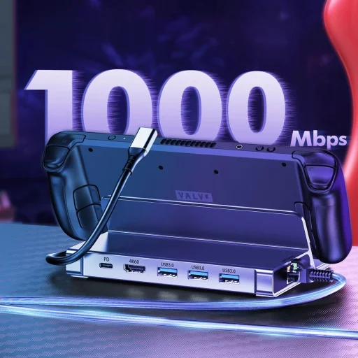 Choetech M50 HUB Steam Deck-hez USB-C - USB-C PD/USB-A/HDMI/RJ45 - Szürke - 4