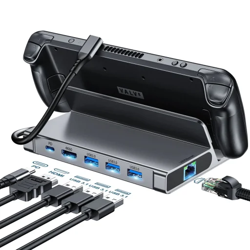 Choetech M50 HUB Steam Deck-hez USB-C - USB-C PD/USB-A/HDMI/RJ45 - Szürke - 1