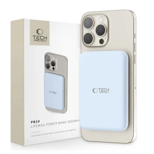 Tech-Protect LifeMag PB10 Powerbank MagSafe funkcióval 5000mAh 15W USB-C port - kék + USB-C kábel - 1