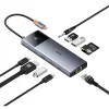 HUB 11in1 Baseus Metal Gleam Series USB-C to USB-C PD / USB-C / 3x USB-A / HDMI / AUX / RJ-45 / SD TF - szürke thumbnail