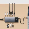 HUB 10in1 Baseus Metal Gleam II USB-C - HDMI 4K 120Hz / HDMI 4K 60Hz / USB-A 3.2 / 2x USB-A / USB-C 3.2 / RJ45 / SD, TF olvasó / USB-C - szürke thumbnail
