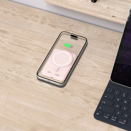 Tech-Protect LifeMag PB10 Powerbank MagSafe 5000mAh 15W USB-C port - rózsaszín + USB-C kábel - 7