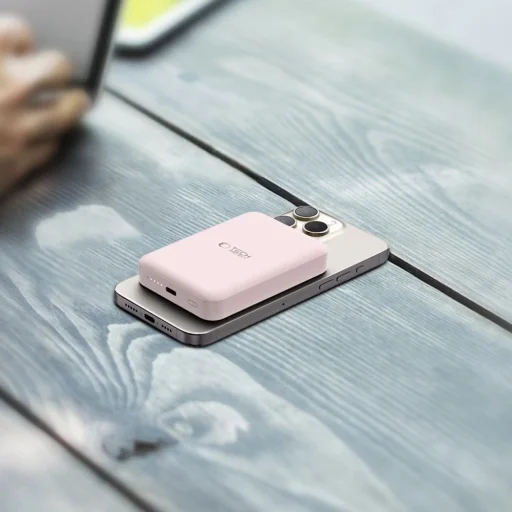 Tech-Protect LifeMag PB11 Powerbank with MagSafe 10000mAh 15W USB-C port - pink + USB-C kábel - 9