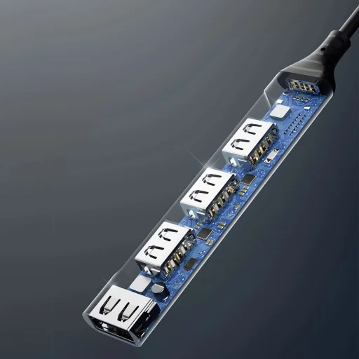 Dudao HUB 4in1 USB-C - 4x USB-A (3 x USB2.0 / USB3.0) 6.3cm fekete (A16T) - 7