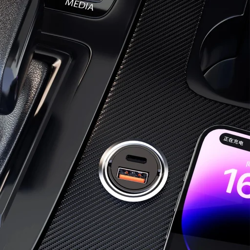 Dudao R3MAX 48W QC PD mini autós töltő - fekete - 3