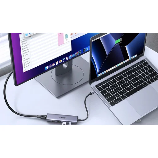 Multifunkciós HUB 5 az 1-ben USB-C - HDMI 1.4 / 3 x USB-A / USB-C PD 100W Ugreen CM511 - szürke - 2
