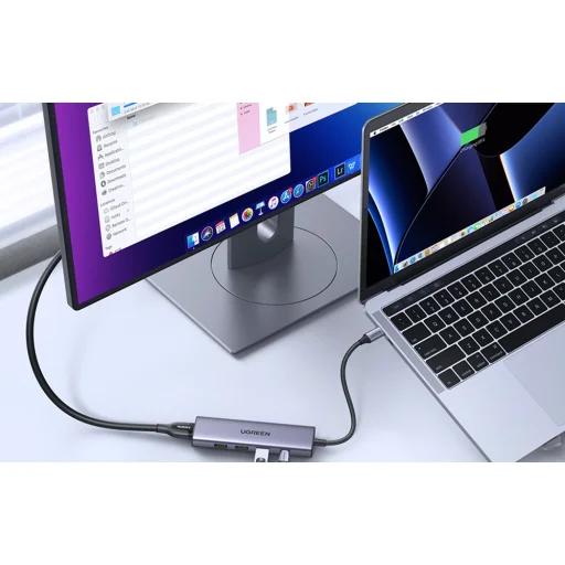 Multifunkciós HUB 5 az 1-ben USB-C - HDMI 1.4 / 3 x USB-A / USB-C PD 100W Ugreen CM511 - szürke - 11