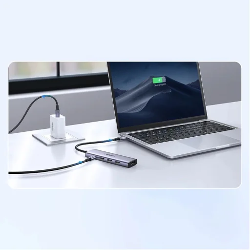 Multifunkciós HUB 5 az 1-ben USB-C - HDMI 1.4 / 3 x USB-A / USB-C PD 100W Ugreen CM511 - szürke - 5