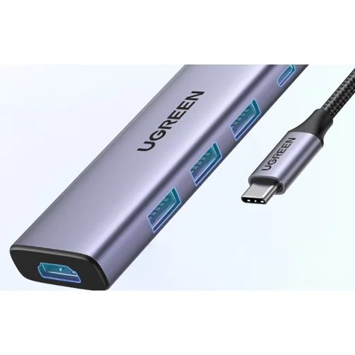 Multifunkciós HUB 5 az 1-ben USB-C - HDMI 1.4 / 3 x USB-A / USB-C PD 100W Ugreen CM511 - szürke - 6
