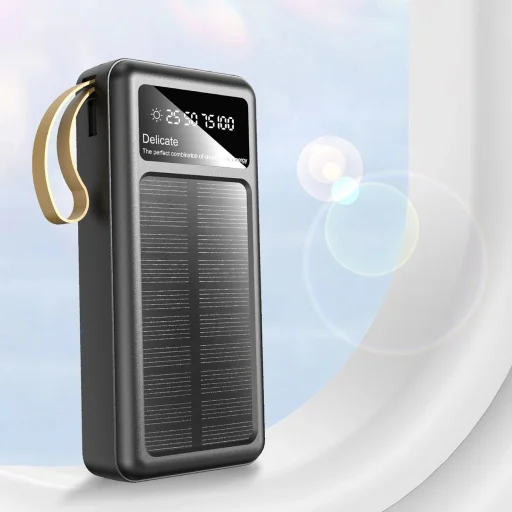 Dudao K18+ napelemes powerbank 20000 mAh USB-A / USB-C / Lightning / micro USB kábelekkel - fekete - 4