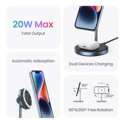 Ugreen CD317 MagSafe / Qi 2 az 1-ben töltőállomás - fekete - 4