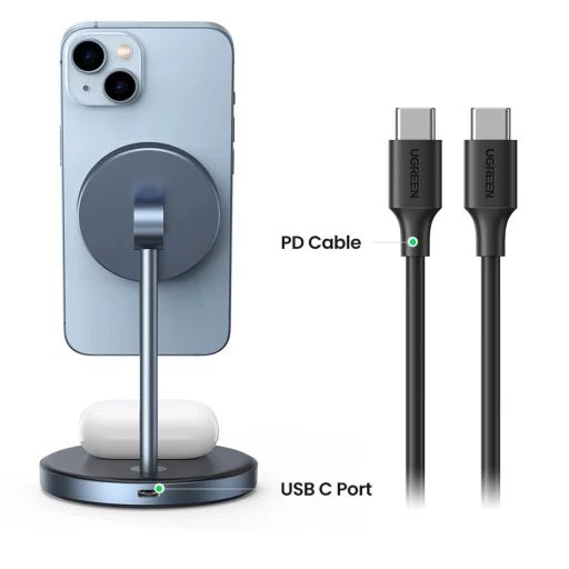 Ugreen CD317 MagSafe / Qi 2 az 1-ben töltőállomás - fekete - 13