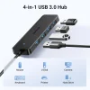 HUB Ugreen CM219 25851 with 4 USB-A 3.0 ports and USB-A 3.0 cable 15cm - black - 3