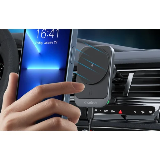 Choetech T206-F mágneses autós telefontartó vezeték nélküli töltéssel 15W szellőzőre (fekete) - 3