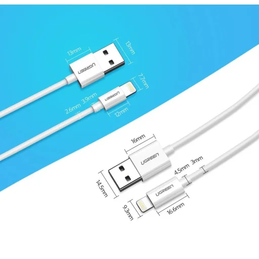 Ugreen US155 20728 USB-A / Lightning MFi 2.4A cable 1m - white - 18