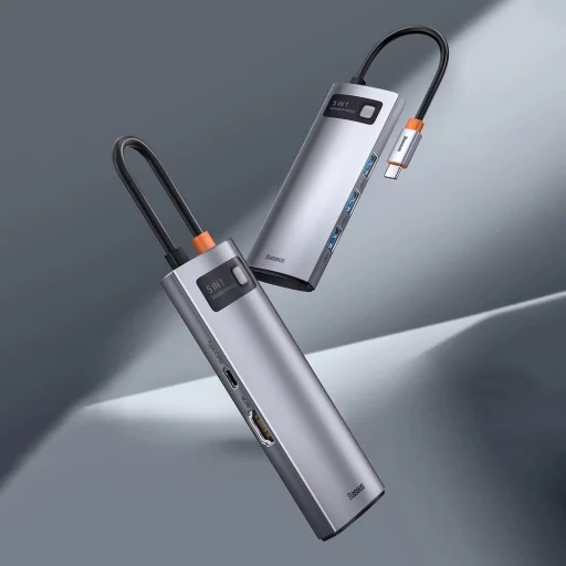 Baseus Metal Gleam Series 5-in-1 Multifunctional Type-C HUB Docking Station Gray 30Hz Version Gray - 12