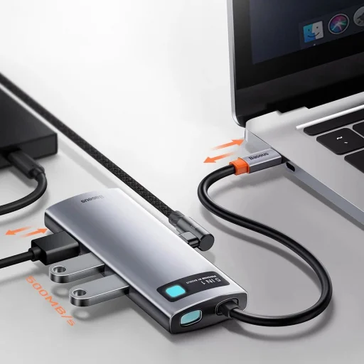 Baseus Metal Gleam Series 5-in-1 Multifunctional Type-C HUB Docking Station Gray 30Hz Version Gray - 15