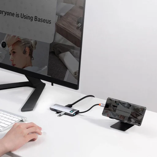 Baseus Metal Gleam Series 5-in-1 Multifunctional Type-C HUB Docking Station Gray 30Hz Version Gray - 17