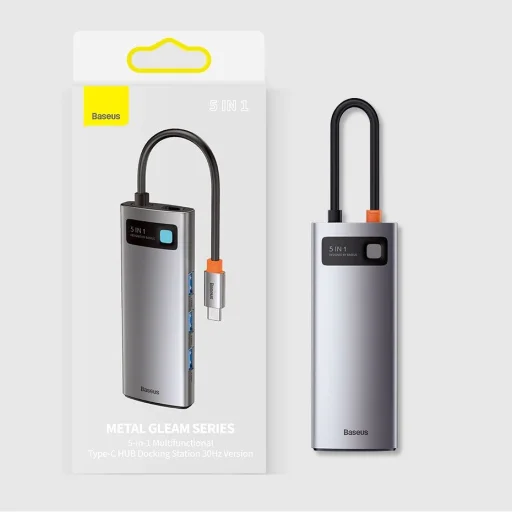 Baseus Metal Gleam Series 5-in-1 Multifunctional Type-C HUB Docking Station Gray 30Hz Version Gray - 22